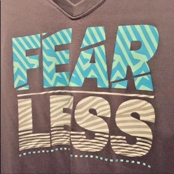Danskin gray athletic “fear less” graphic sexy yoga gym athletic top S 4-6 NEW - Picture 8 of 16